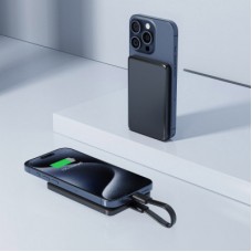 Батарея універсальна Acefast Magnetic Wireless 5000 mAh 18W PD, QC/3.0, QI 7.5 W, ультратонкий, M8 Bllack - Фото