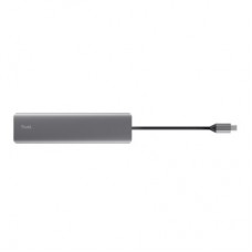 Концентратор Trust USB-C 7-in1 2xUSB-А 3.2/2xUSB-С/2xHDMI/DP aluminiu 0.16m grey (25661_TRUST) - Фото
