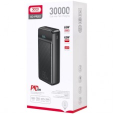 Батарея універсальна XO 30000mAh, PD/65W for laptop, QC/22.5W, black (PR201_Black) - Фото