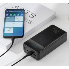 Батарея універсальна XO 30000mAh, PD/65W for laptop, QC/22.5W, black (PR201_Black) - Фото
