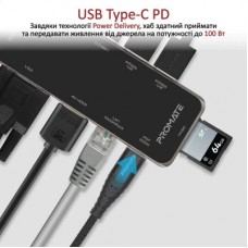 Концентратор Promate USB-C 11-in-1 Promate primehub-pro.grey (primehub-pro.grey) - Фото