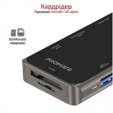 Концентратор Promate USB-C 11-in-1 Promate primehub-pro.grey (primehub-pro.grey) - Фото