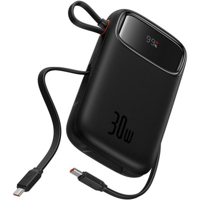 Батарея універсальна Baseus QPow2 20000 mAh 30 W, with 2*Type-C Cable, Black (P10055009113-00)