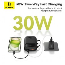 Батарея універсальна Baseus QPow2 20000 mAh 30 W, with 2*Type-C Cable, Black (P10055009113-00) - Фото