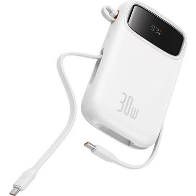 Батарея універсальна Baseus QPow2 20000 mAh 30 W, with 2*Type-C Cable, White (P10055009213-00)