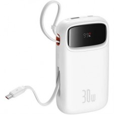 Батарея універсальна Baseus QPow2 20000 mAh 30 W, with 2*Type-C Cable, White (P10055009213-00) - Фото