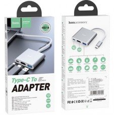 Концентратор HOCO USB-C to USB3.0+HDMI+PD HB14 Silver (6931474725790) - Фото
