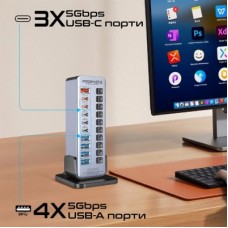 Концентратор Promate USB-C 14-in-1 Promate gegatower-60w (gegatower-60w) - Фото
