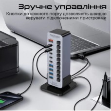 Концентратор Promate USB-C 14-in-1 Promate gegatower-60w (gegatower-60w) - Фото