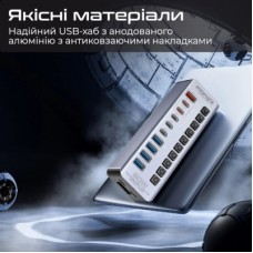 Концентратор Promate USB-C 14-in-1 Promate gegatower-60w (gegatower-60w) - Фото