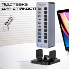 Концентратор Promate USB-C 14-in-1 Promate gegatower-60w (gegatower-60w) - Фото