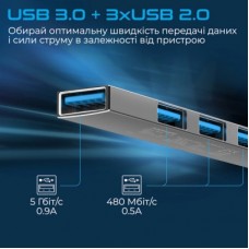 Концентратор Promate USB-C 4-in-1 порти Promate litehub-4.grey (litehub-4.grey) - Фото