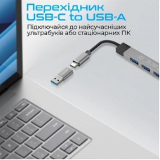 Концентратор Promate USB-C 4-in-1 порти Promate litehub-4.grey (litehub-4.grey) - Фото