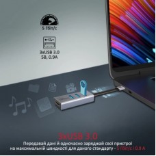 Концентратор Promate USB-C 4-in-1 порти Promate mediahub-c3.grey (mediahub-c3.grey) - Фото