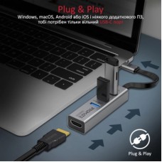 Концентратор Promate USB-C 4-in-1 порти Promate mediahub-c3.grey (mediahub-c3.grey) - Фото