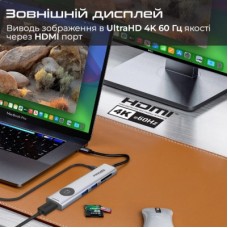 Концентратор Promate USB-C 9-in-1 Promate comandhub-lite (comandhub-lite) - Фото