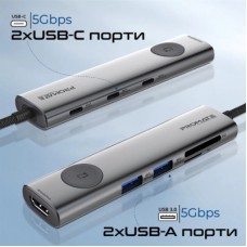 Концентратор Promate USB-C 9-in-1 Promate comandhub-lite (comandhub-lite) - Фото