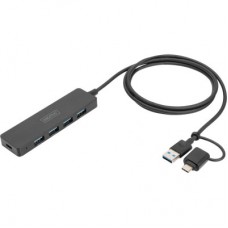 Концентратор Digitus USB-A and USB-C to 4xUSB 1x USB-C 1.2m Black (DA-70236) - Фото