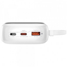 Батарея универсальная Baseus Qpow Pro+ 20000mAh 22,5W, PD/3.0, QC/3.0, FCP, AFC, built-in USB-C cable, white - Фото