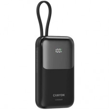 Батарея универсальная Canyon 10000mAh OnPower 101 PD/22.5W built-in cable Black (CNS-CPB101BK) - Фото