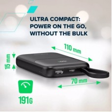 Батарея универсальная Canyon 10000mAh OnPower 101 PD/22.5W built-in cable Black (CNS-CPB101BK) - Фото