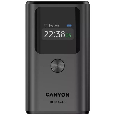 Батарея універсальна Canyon 10000 mAh OnPower 130 TFT PD/30W Dark Grey (CNS-CPB130DG)