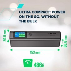 Батарея універсальна Canyon 20000 mAh OnPower 230 TFT PD/130W Dark Grey (CNS-CPB230DG) - Фото