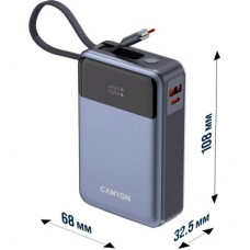Батарея універсальна Canyon 20000 mAh OnPower 600 PD/65W built-in cable Dark Grey (CNS-CPB600DG) - Фото