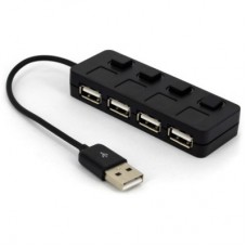 Концентратор Voltronic USB 2.0 to 4xUSB with LED buttons black (YT-H4L-B) - Фото