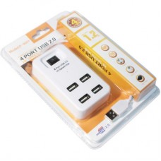 Концентратор Voltronic USB 2.0 to 4xUSB with power switch white (YT-HWS4-W) - Фото
