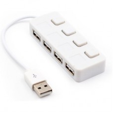 Концентратор Voltronic USB 2.0 to 4xUSB with LED buttons white (YT-H4L-W) - Фото