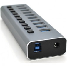 Концентратор Voltronic USB 3.0 to 6xUSB + 4xQC3.0 with switches DC12V4A black (YT-3H6+4) - Фото