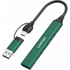 Концентратор Canyon hub DS-02 4in1 USB-A/C Green (CNS-TDS02GR) - Фото