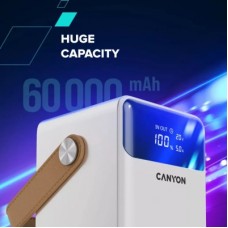 Батарея універсальна Canyon 60000mAh OnPower 610 PD/100W metal White (CNS-CPB610W) - Фото