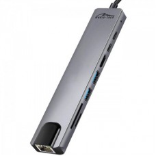 Концентратор Media-Tech USB-C 8-in-1 HDMI 4K/2xUSB-A/2xUSB-C/RJ45/SD/TF/PD 100W USB3.1 (MT5046) - Фото