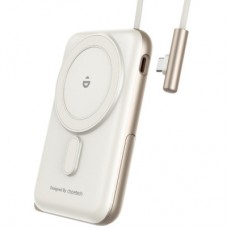 Батарея універсальна Choetech Magnetic Wireless 10000 mAh 20W, PD, Qi-15W, USB-C In/Out, buid-in cabel, White - Фото
