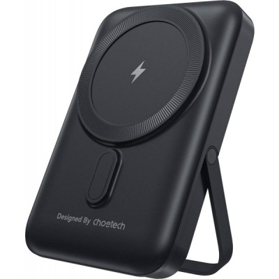 Батарея универсальная Choetech Magnetic Wireless 10000mAh 20W, PD, Qi-15W, USB-C In/Out, with holder, Black