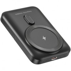 Батарея универсальная Choetech Magnetic Wireless 10000mAh 20W, PD, Qi-15W, USB-C In/Out, with holder, Black - Фото