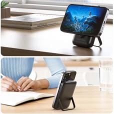 Батарея универсальная Choetech Magnetic Wireless 10000mAh 20W, PD, Qi-15W, USB-C In/Out, with holder, Black - Фото