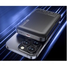 Батарея универсальная Choetech Magnetic Wireless 10000mAh 20W, PD, Qi-15W, USB-C In/Out, with holder, Black - Фото
