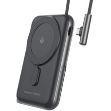 Батарея универсальная Choetech Magnetic Wireless 10000mAh 20W, PD, Qi-15W, USB-C In/Out, build-in cabel, Black - Фото
