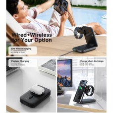 Батарея універсальна Choetech Magnetic Wireless 10000 mAh 20W, PD, Qi-2 15W, USB-C, Lightning, Apple Watch - Фото