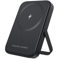 Батарея универсальная Choetech Magnetic Wireless 5000mAh 20W, PD, Qi-15W, USB-C In/Out, with holder, Black