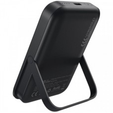 Батарея универсальная Choetech Magnetic Wireless 5000mAh 20W, PD, Qi-15W, USB-C In/Out, with holder, Black - Фото