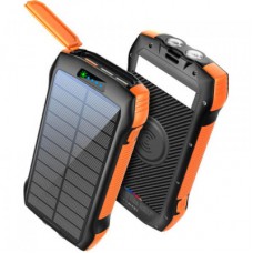 Батарея универсальная Choetech Wireless 20000mAh 20W, PD, QC/3.0, solar panel, Qi-5W, Black-Orange (B657-OR) - Фото