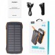 Батарея универсальная Choetech Wireless 20000mAh 20W, PD, QC/3.0, solar panel, Qi-5W, Black-Orange (B657-OR)