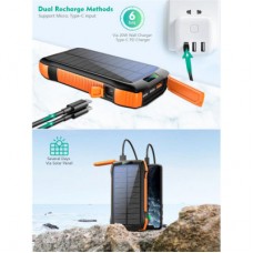 Батарея универсальная Choetech Wireless 20000mAh 20W, PD, QC/3.0, solar panel, Qi-5W, Black-Orange (B657-OR) - Фото