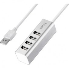 Концентратор HOCO USB 2.0 to 4xUSB Line machine HB1 Silver (6957531038146) - Фото