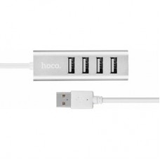 Концентратор HOCO USB 2.0 to 4xUSB Line machine HB1 Silver (6957531038146) - Фото