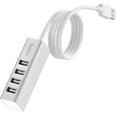 Концентратор HOCO USB 2.0 to 4xUSB Line machine HB1 Silver (6957531038146) - Фото